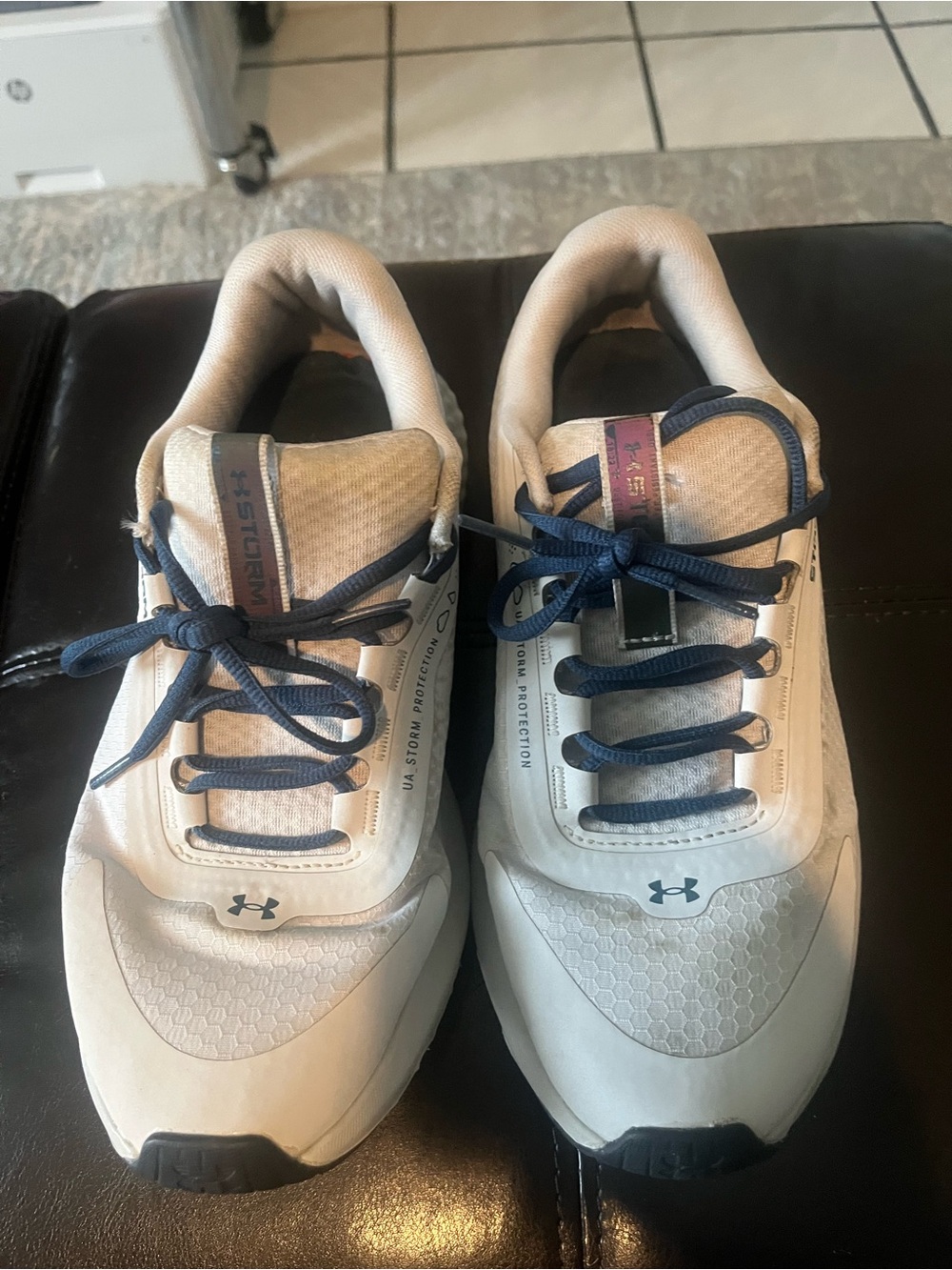 Under Armour Men's Cream and Navy Low-Top Athletic Sneakers